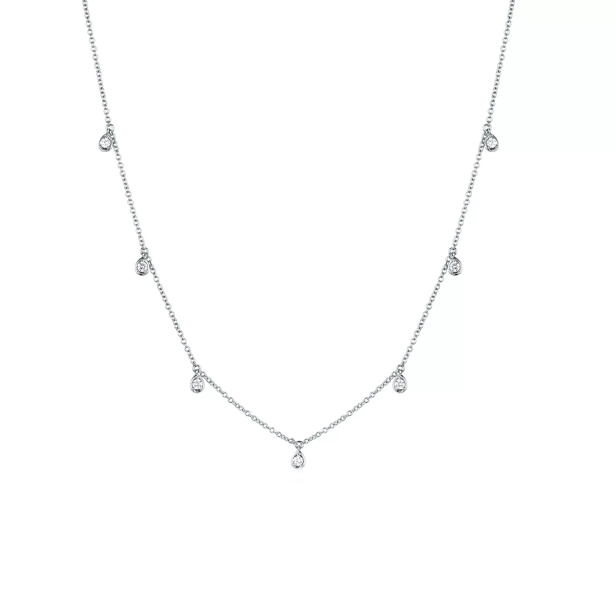 Girocollo in oro bianco con gocce di brillanti